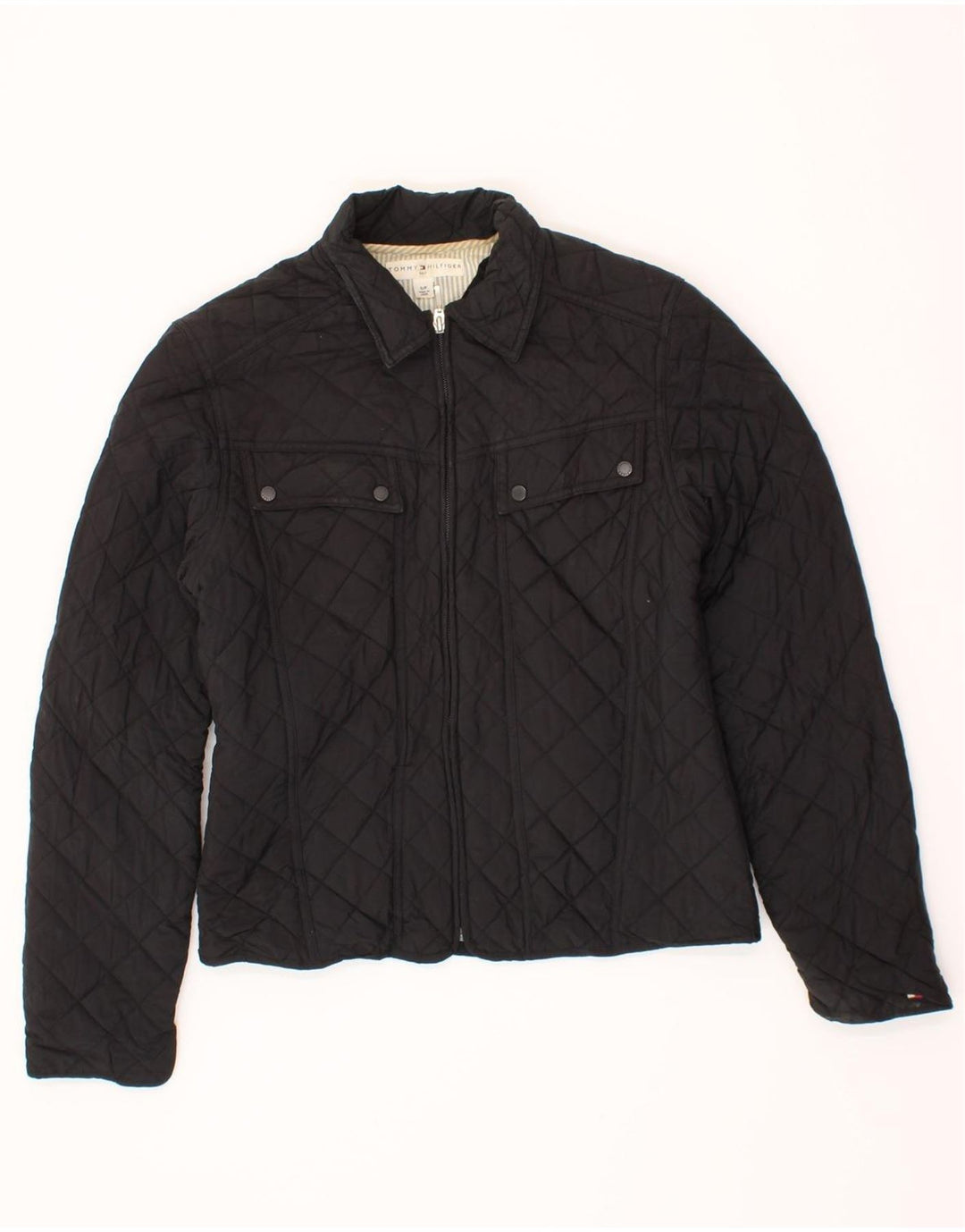 TOMMY HILFIGER Womens Quilted Jacket UK 10 Small Black Polyester Vintage Tommy Hilfiger and Second-Hand Tommy Hilfiger from Messina Hembry 
