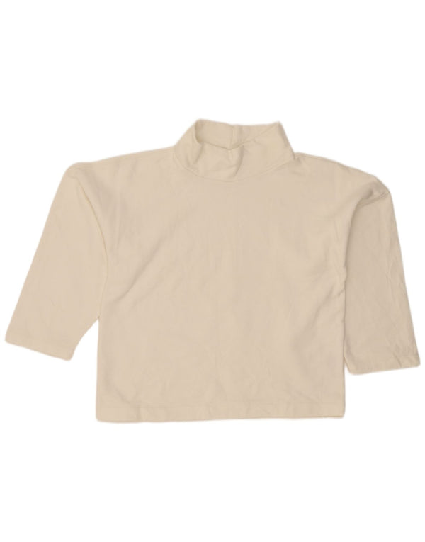 Zara Womens Oversized Top 3/4 Sleeve UK 10 Small Off White Cotton