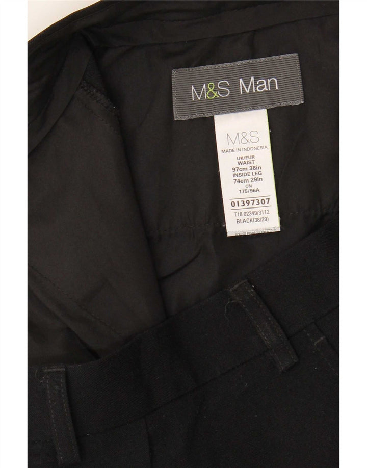 Marks & Spencer muške ravne chino hlače W38 L29 crni poliester