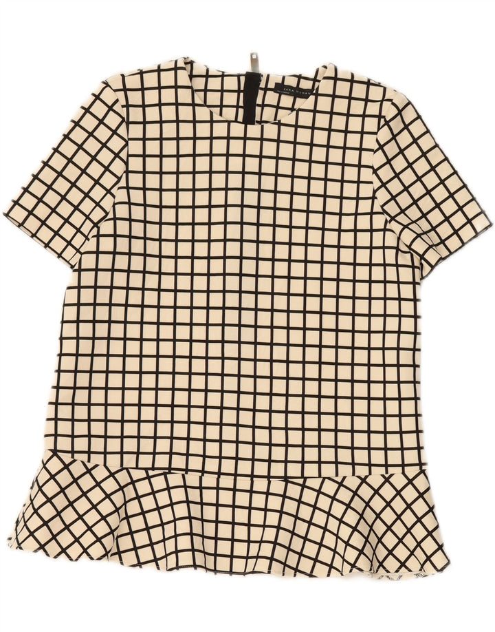 ZARA Womens Blouse Top UK 12 Medium White Check