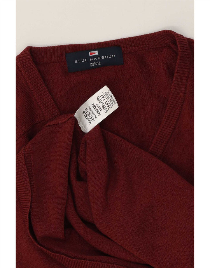 Marks & Spencer muški plavi Harbor džemper s V-izrezom, srednji bordo