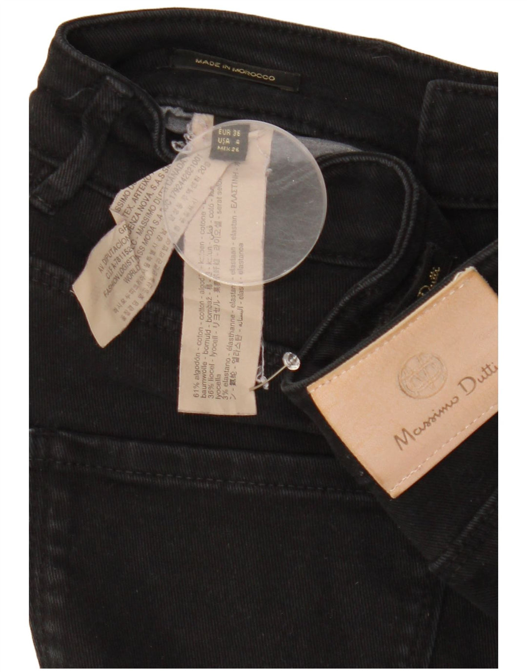 MASSIMO DUTTI Ženske uske traperice EU 36 XS W26 L28 crni pamuk