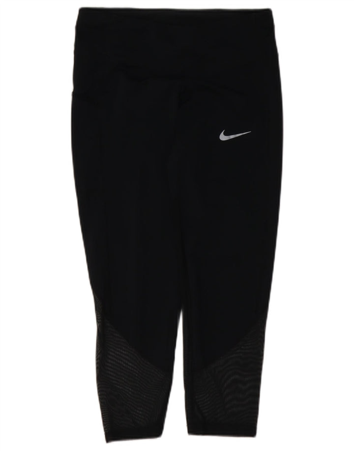 Nike Ženske Dri Fit Leggings UK 8 Male crne geometrijske poliesterske