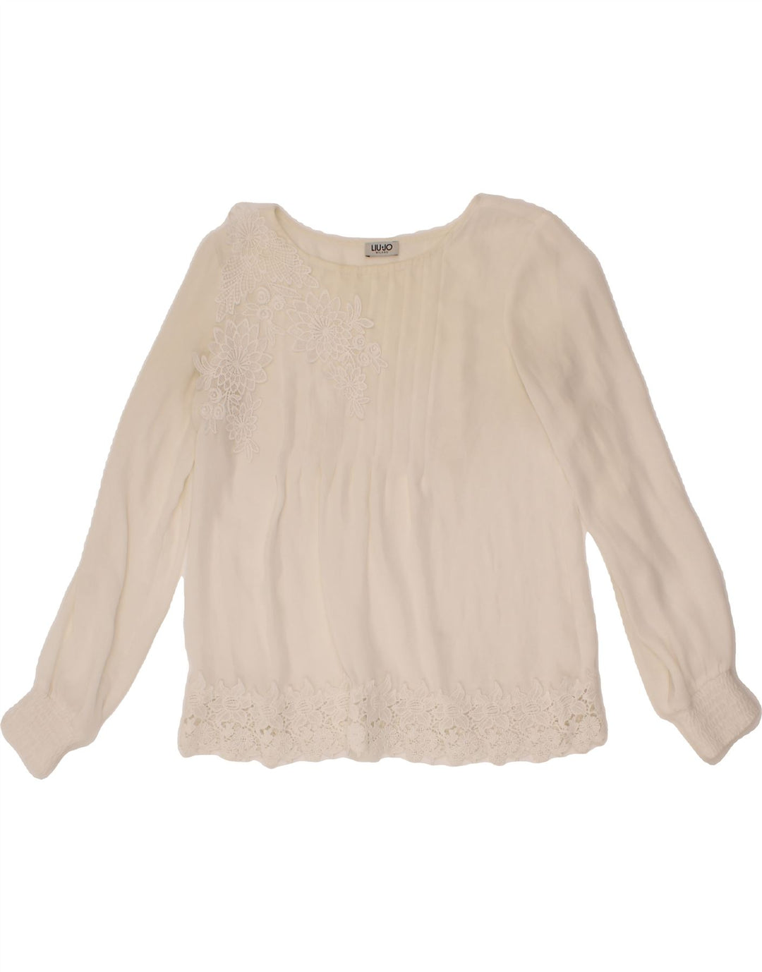 LIU JO Womens Blouse Top UK 14 Medium Off White Floral Vintage Liu Jo and Second-Hand Liu Jo from Messina Hembry 
