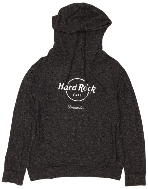 HARD ROCK CAFE Womens Amsterdam Hoodie Jumper UK 18 XL Grey Flecked