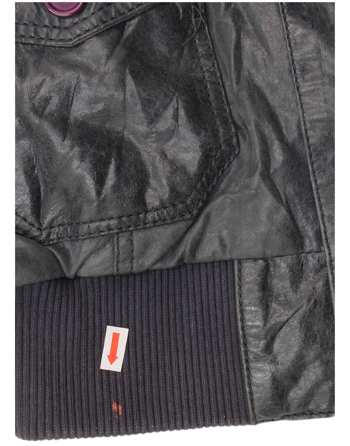 Vintage ženska bomber kožna jakna IT 46 velika tamnoplava koža