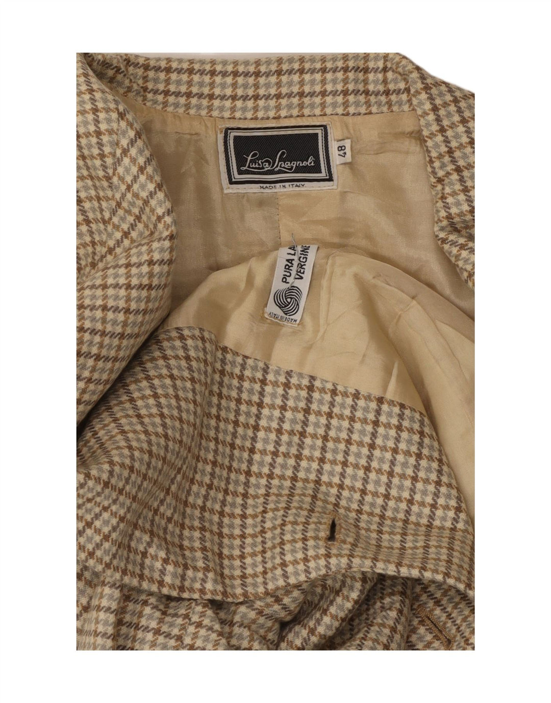 Luisa Spagnoli, ženski sako sa 2 gumba IT 48 XL, bež houndstooth