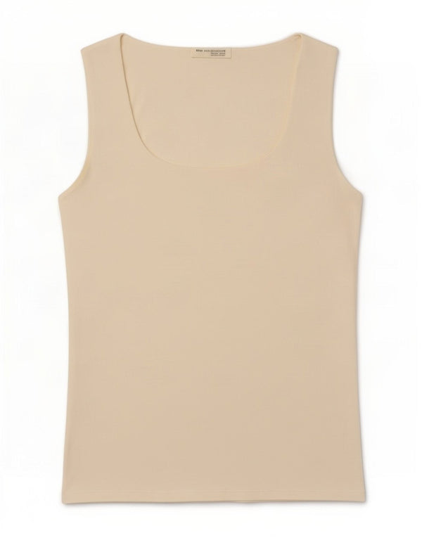 Zara Womens Vest Top UK 14 Large Off White Polyamide