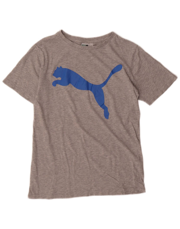 Puma Boys Graphic T-Shirt Top 15-16 Years XL Grey Flected