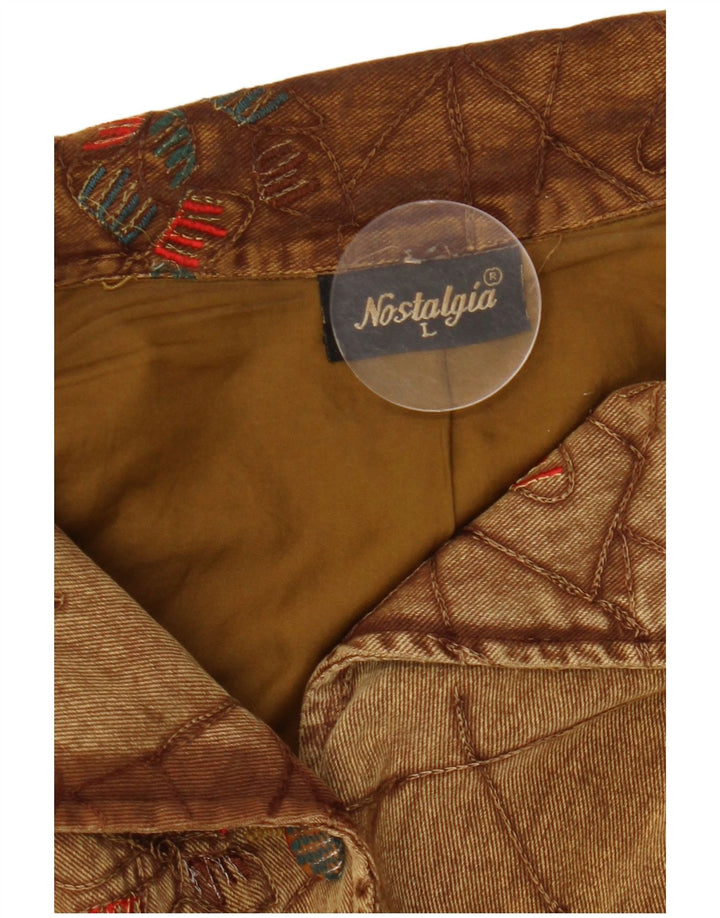 Vintage ženska bomber jakna UK 16 Veliki smeđi cvjetni pamuk