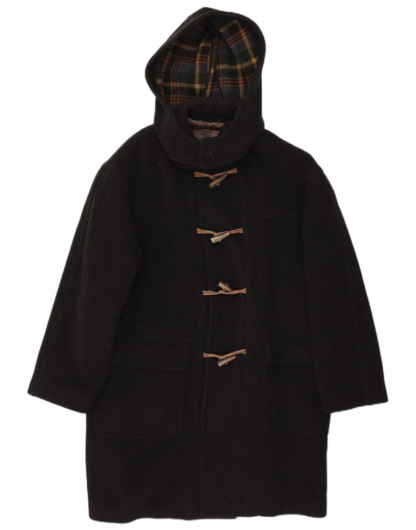 Vintage muški duffle kaput s kapuljačom IT 52 XL crni