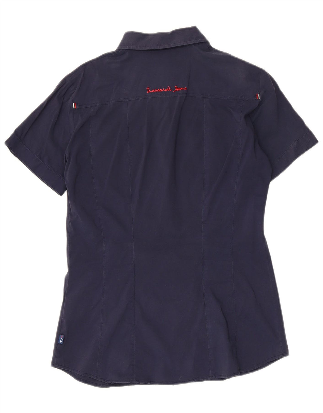 TRUSSARDI JEANS Ženska košulja kratkih rukava UK 12 Srednje tamnoplavi pamuk