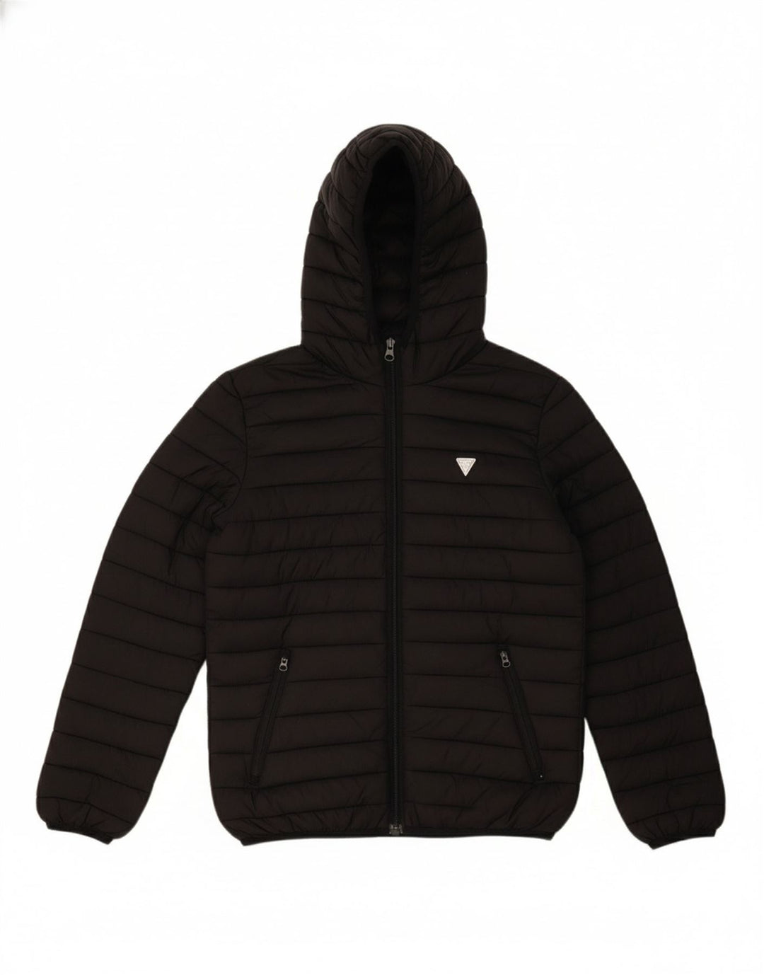 GUESS Boys Hooded Padded Jacket 11-12 Years Black Polyester