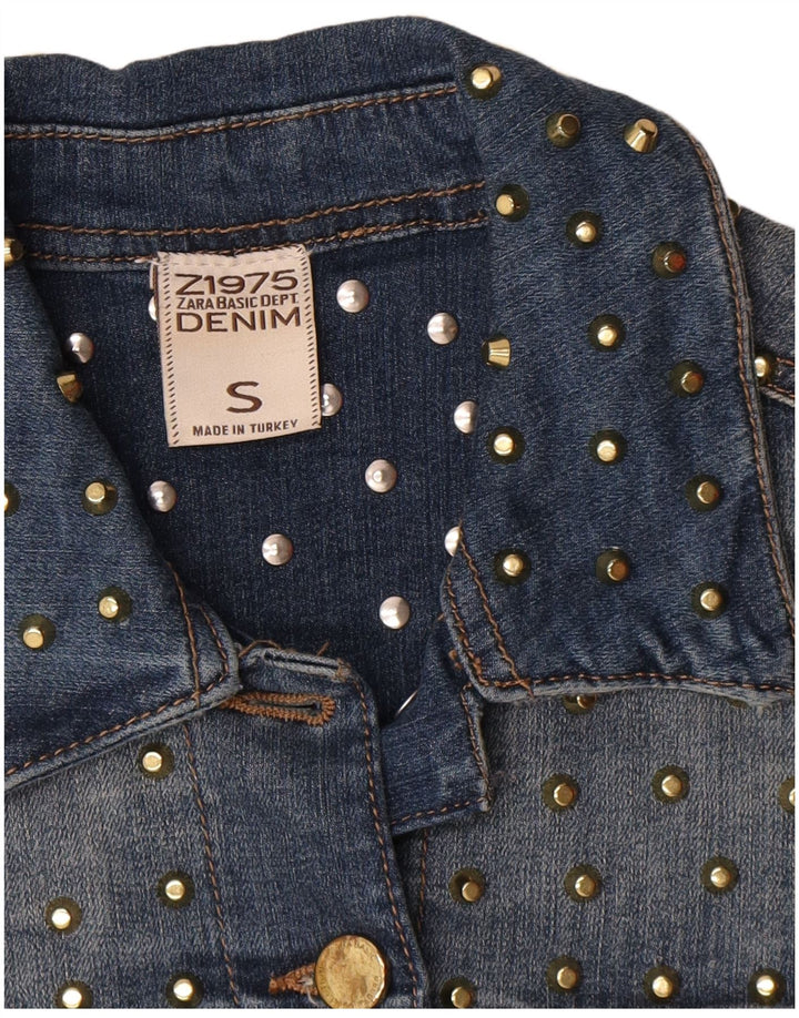 Zara ženska crop traper jakna UK 10 Small Blue Cotton