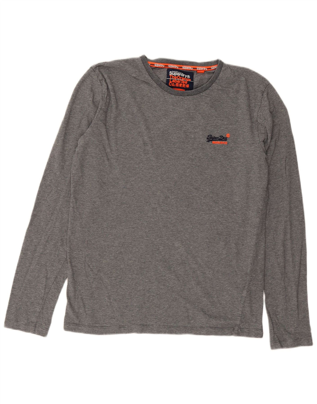 Superdry muška majica dugih rukava, pamuk srednje sive pruge
