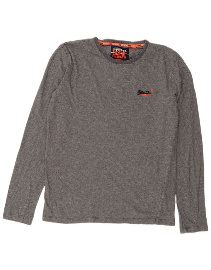 Superdry muška majica dugih rukava, pamuk srednje sive pruge