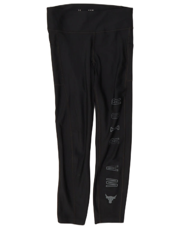 Under Armour Ženske Heat Gear Graphic Crop Leggings UK 12 srednje crne