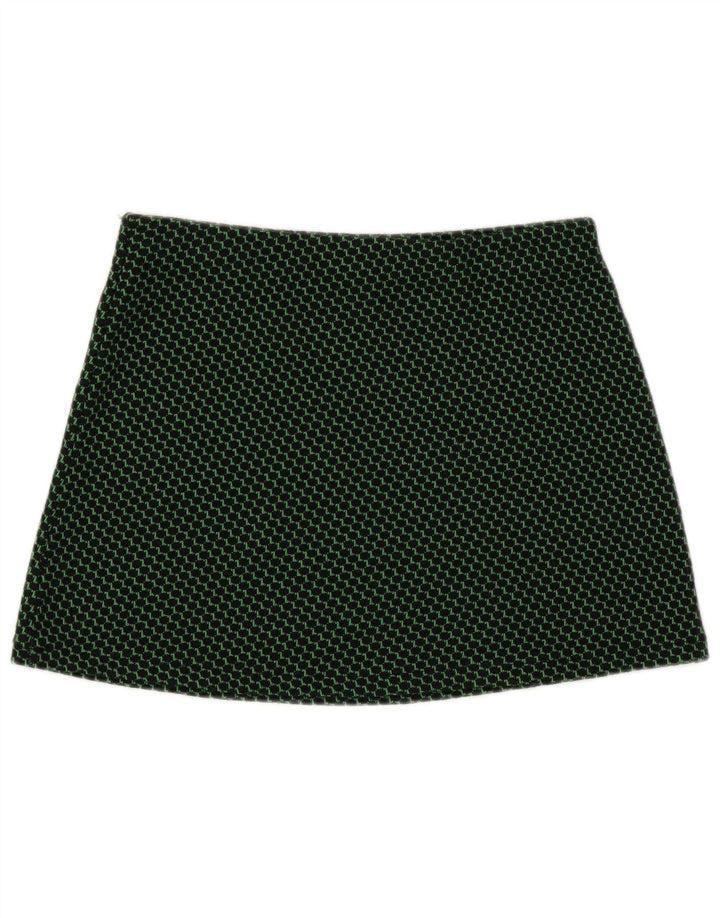 Zara Womens Knit Mini Skirt Large W30 Green Geometric