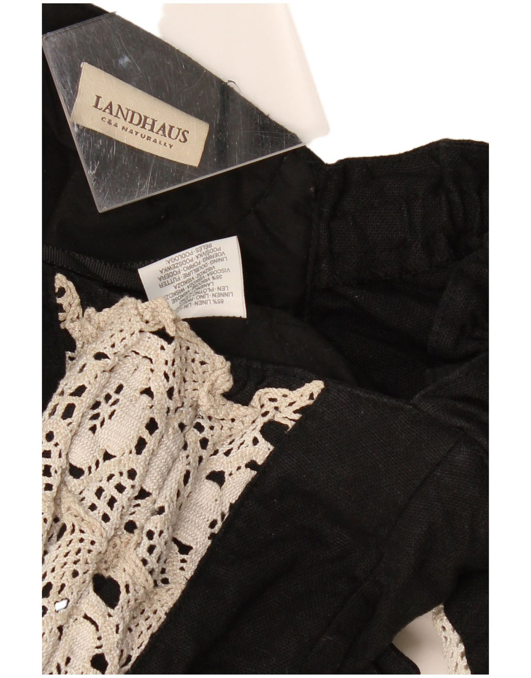 LANDHAUS ženski gornji dio kratkog korzeta Trachten UK 8 Mala crna cvjetna posteljina