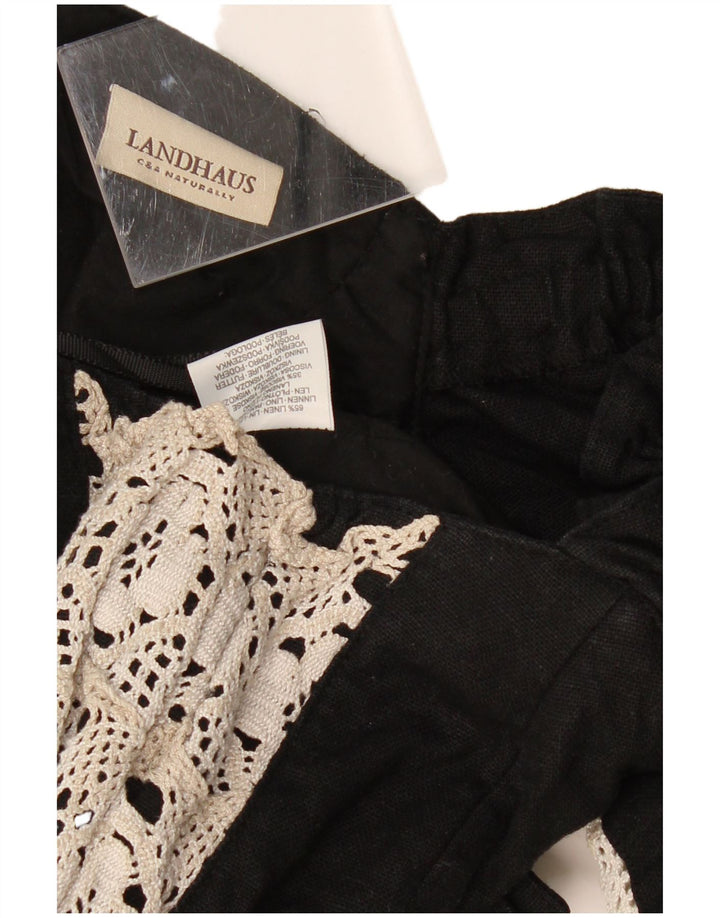 LANDHAUS ženski gornji dio kratkog korzeta Trachten UK 8 Mala crna cvjetna posteljina