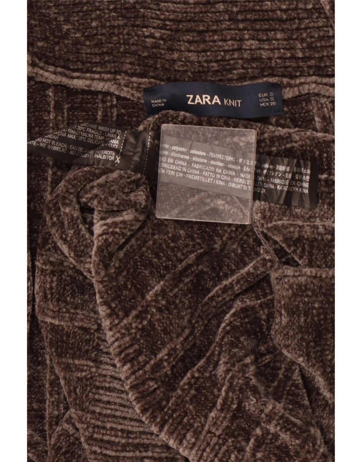 ZARA ženski prekomjerni otvoreni kardigan pulover UK 10 Small Brown