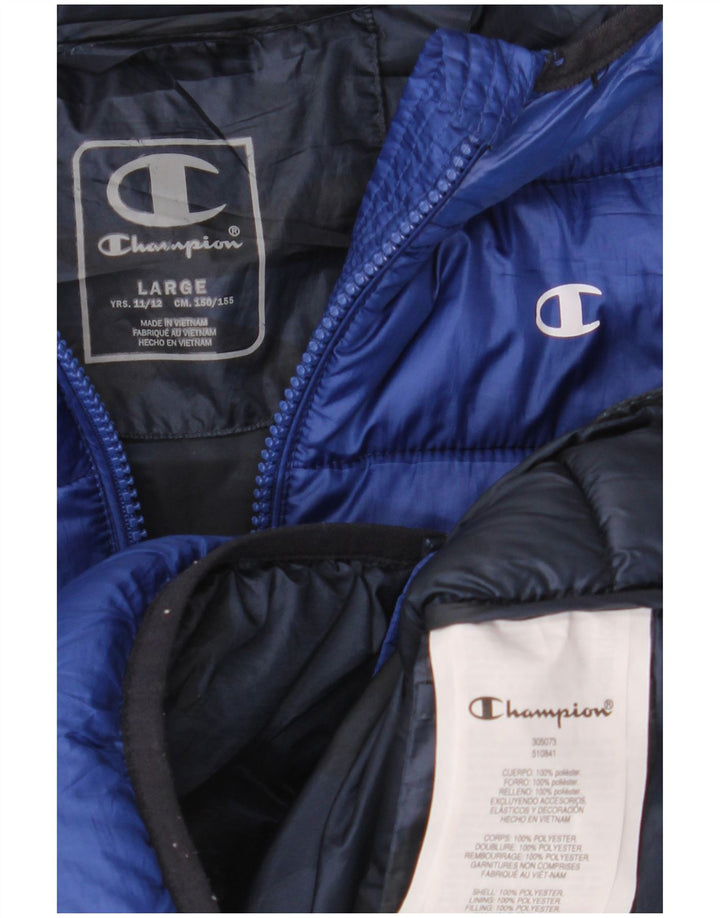 Velika plava poliesterska jakna Champion Boys Graphic Hooded Packed Jacket 11-12 Years