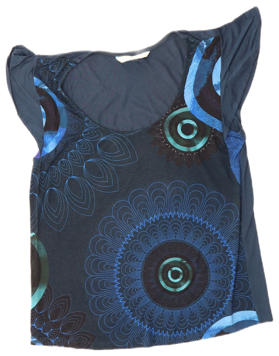 DESIGUAL gornji dio ženske bluze UK 14 srednje tamnoplave cvjetne boje