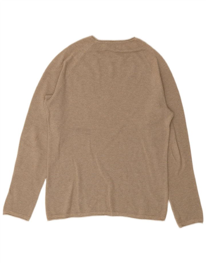 Jack & Jones muški džemper s veznim izrezom mali bež