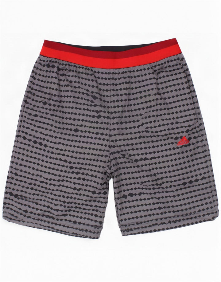 Adidas kratke sportske hlače za dječake 13-14 godina, sivi geometrijski poliester