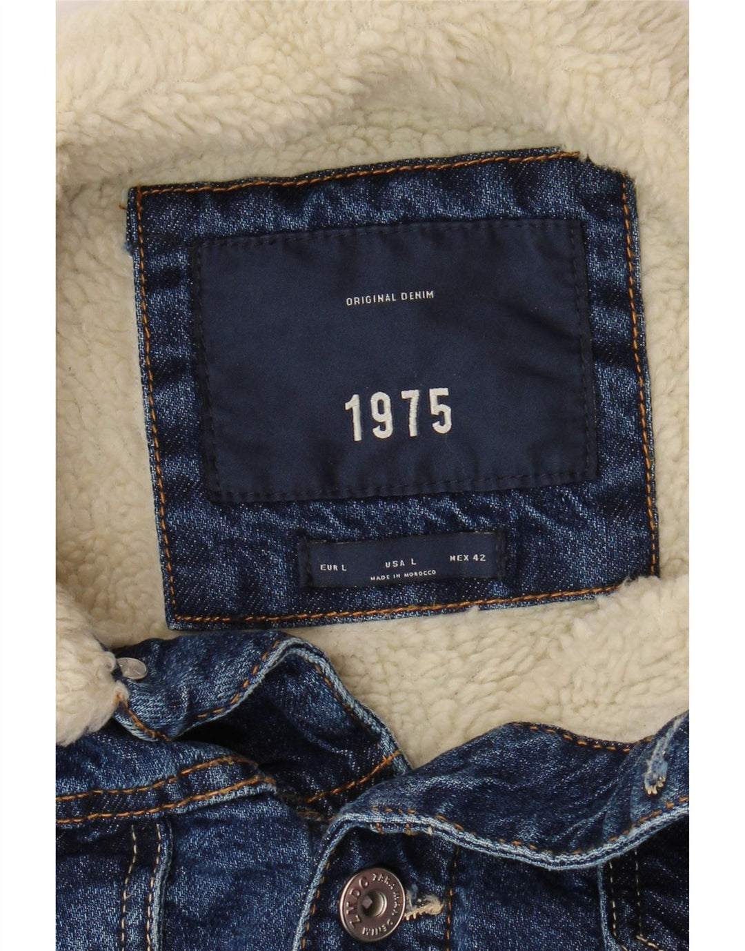 ZARA muška Sherpa traper jakna UK 40 Large tamnoplavi pamuk