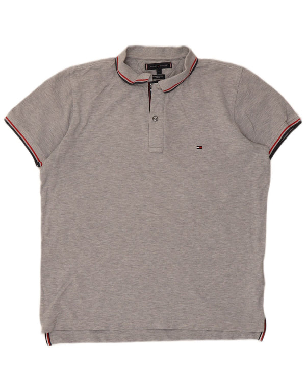 Tommy Hilfiger muška uska polo majica velikih sivih pruga, pamuk