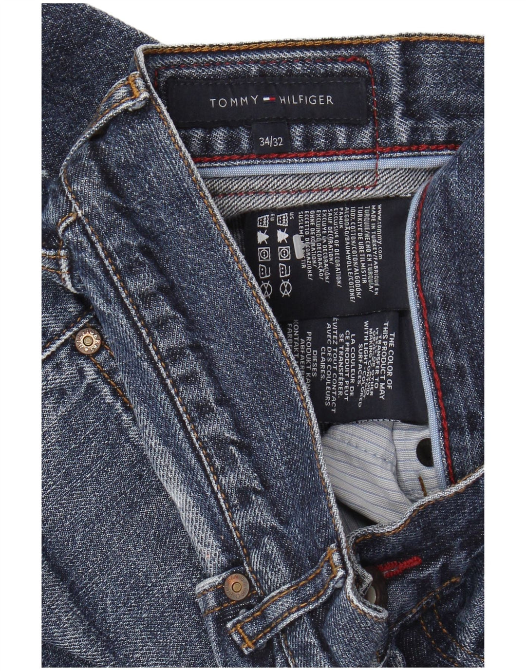 TOMMY HILFIGER Muške ravne traperice W34 L32 Plavi pamuk