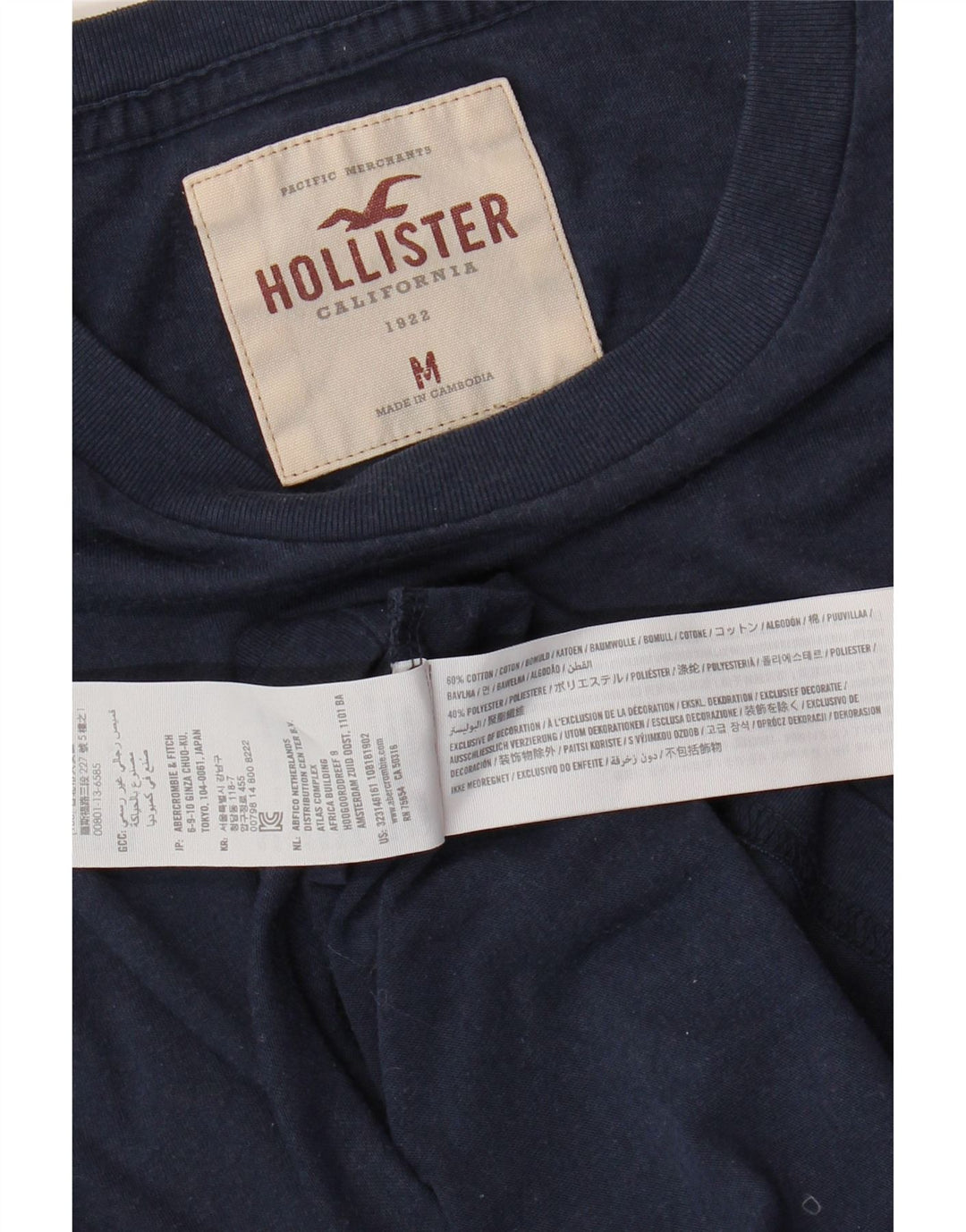 HOLLISTER Muška majica dugih rukava s grafikama, srednje tamnoplavi pamuk