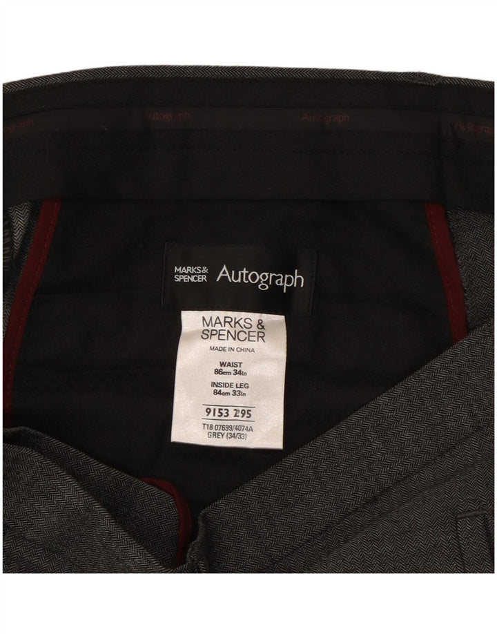 Marks & Spencer muške autograph hlače ravnog odijela W34 L33 Siva vuna