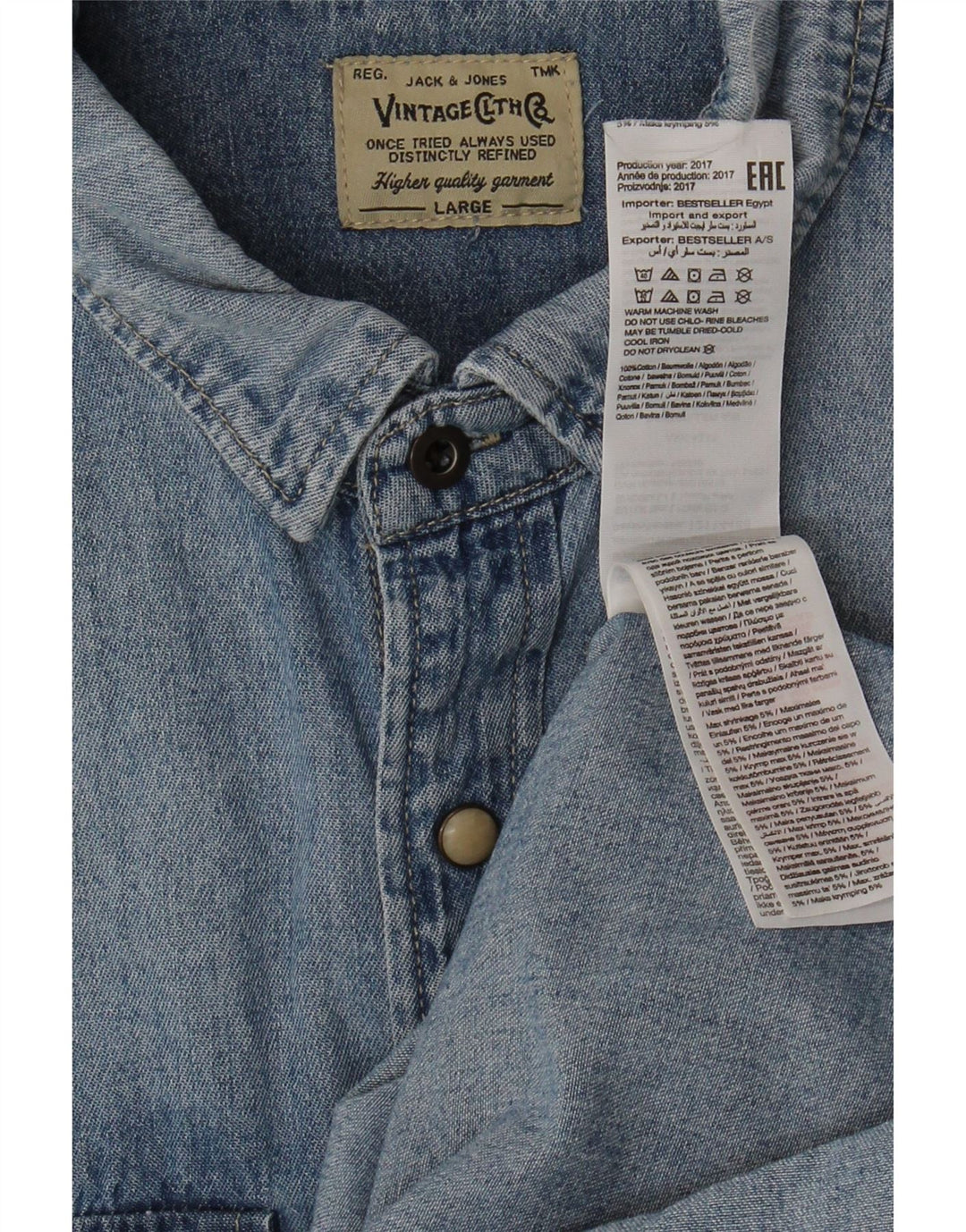 JACK & JONES Mens Denim Shirt Large Blue Cotton Vintage Jack & Jones and Second-Hand Jack & Jones from Messina Hembry 