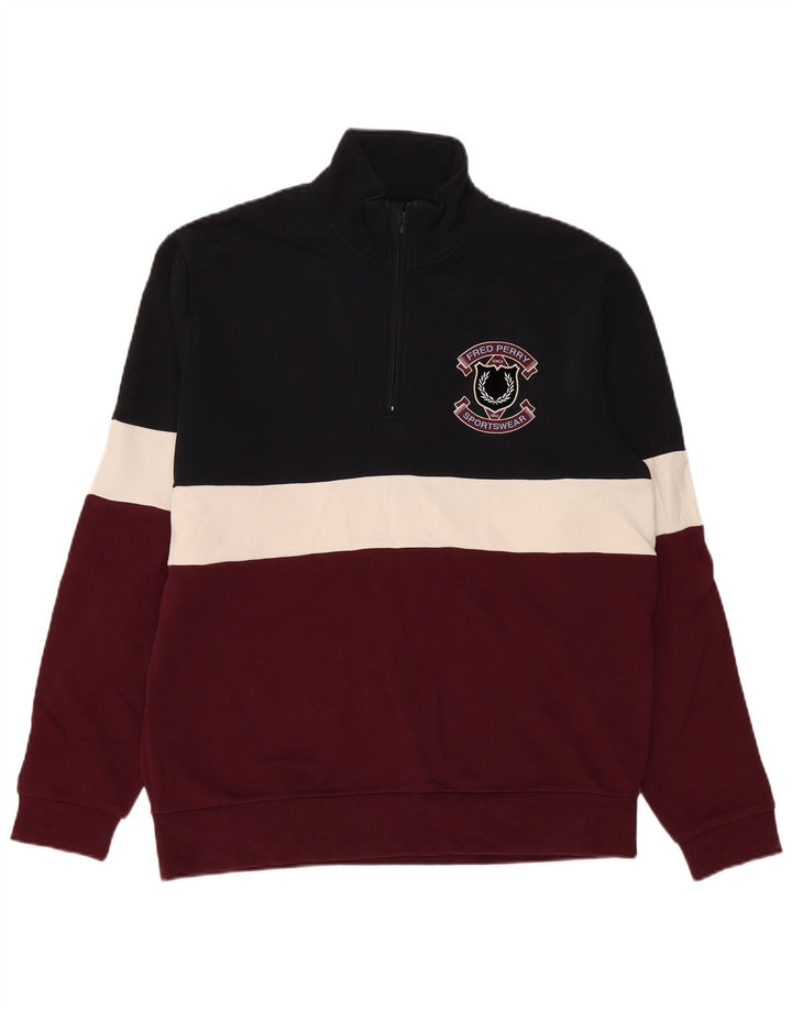 Fred Perry muška dukserica s izrezom s patentnim zatvaračem srednje raznobojna