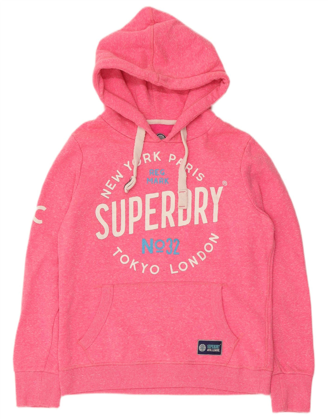 Superdry ženska majica s kapuljačom s kapuljačom UK 14 Srednje ružičasti poliester
