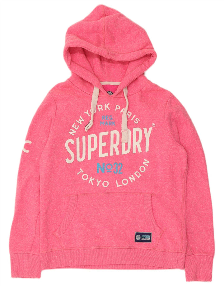 Superdry ženska majica s kapuljačom s kapuljačom UK 14 Srednje ružičasti poliester