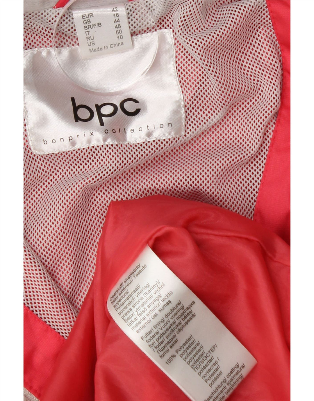 BONPRIX COLLECTION Womens Hooded Rain Jacket UK 16 Large Pink Polyester