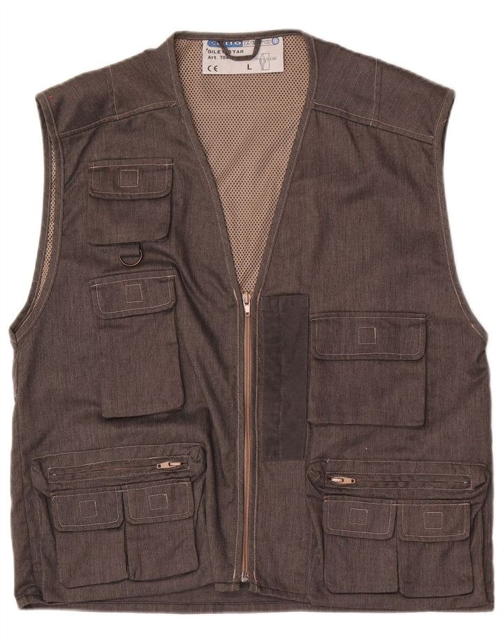 Sotto Zero Mens Utility Gilet UK 40 Large Grey Cotton