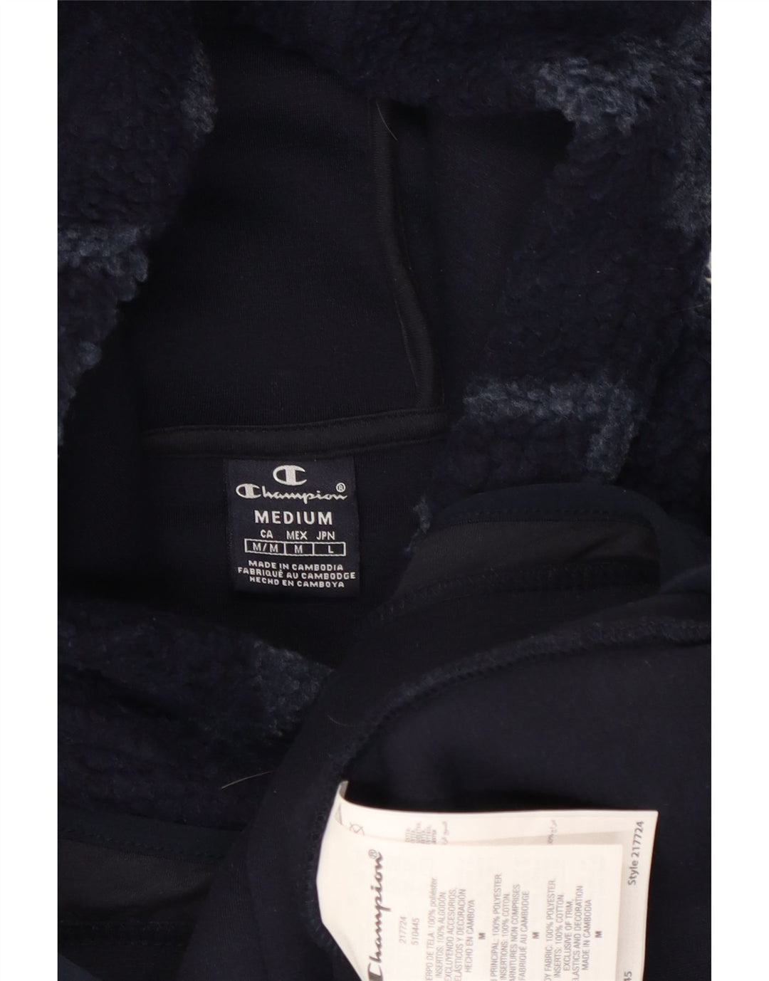 Champion muški džemper od flisa s kapuljačom srednje tamnoplave boje od poliestera