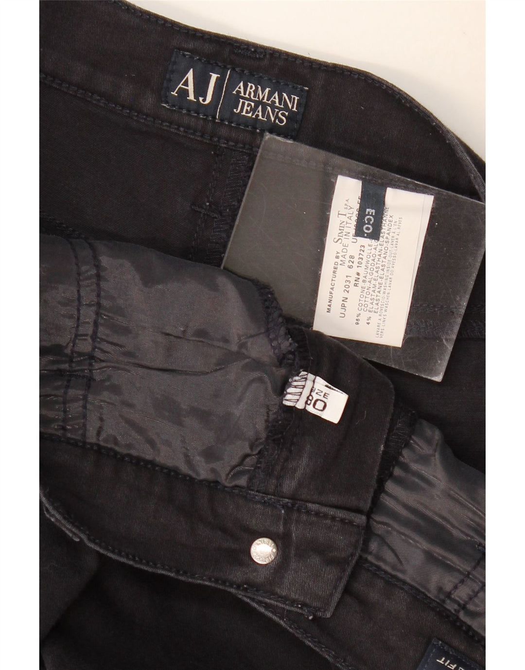 ARMANI Ženske Bootcut traperice W30 L30 crni pamuk
