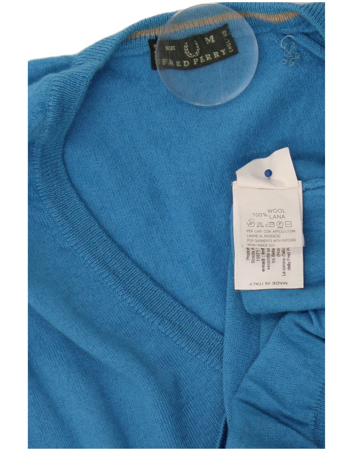 Fred Perry ženski džemper s V-izrezom UK 12 Srednje plava vuna