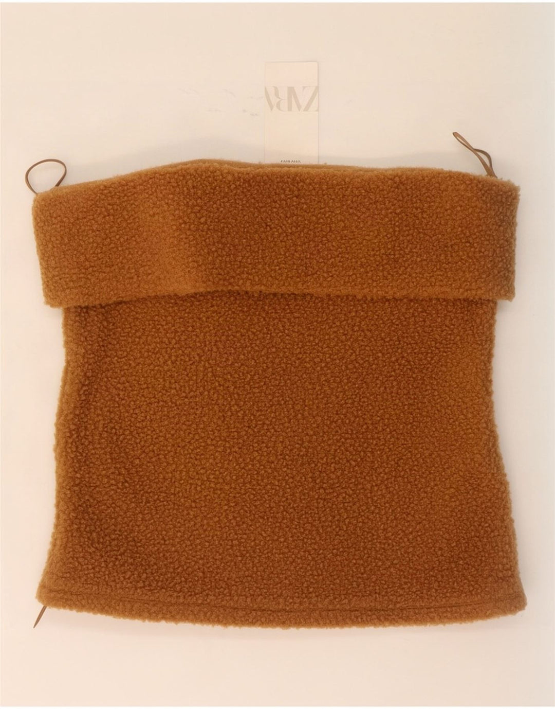 Zara ženska majica bez naramenica od kratkog flisa UK 18 XL smeđi poliester