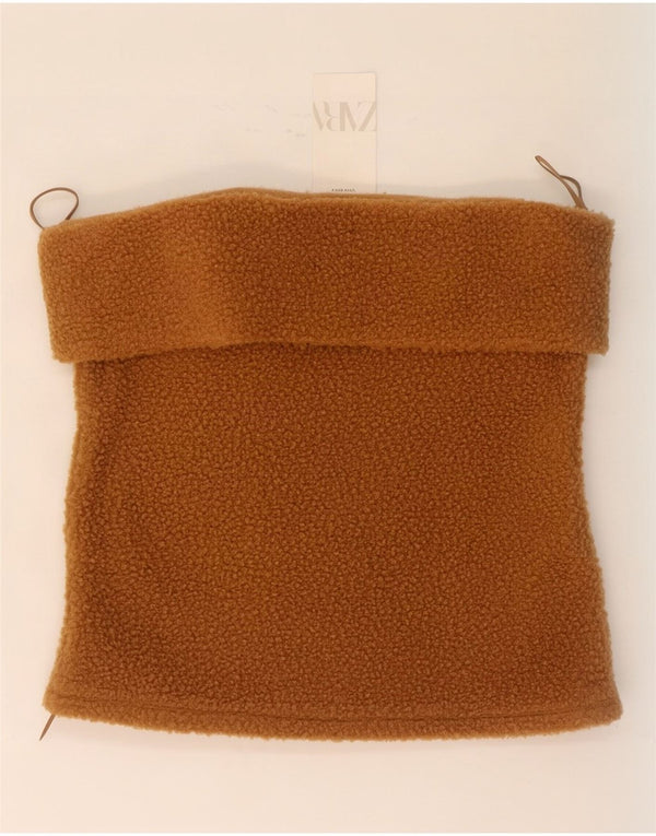 Zara ženska majica bez naramenica od kratkog flisa UK 18 XL smeđi poliester