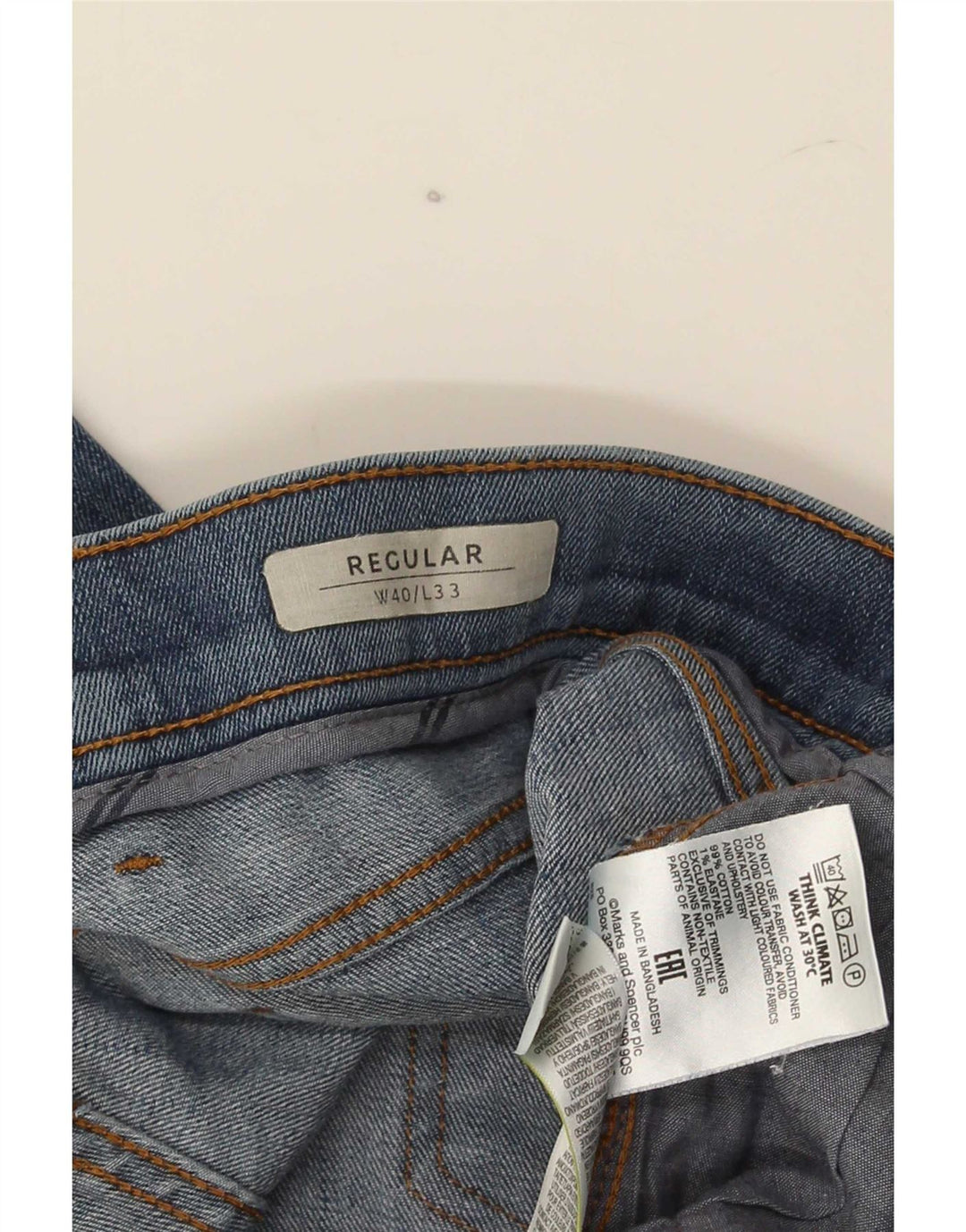 Marks & Spencer muške ravne traperice regularnog kroja W40 L33 plavi pamuk