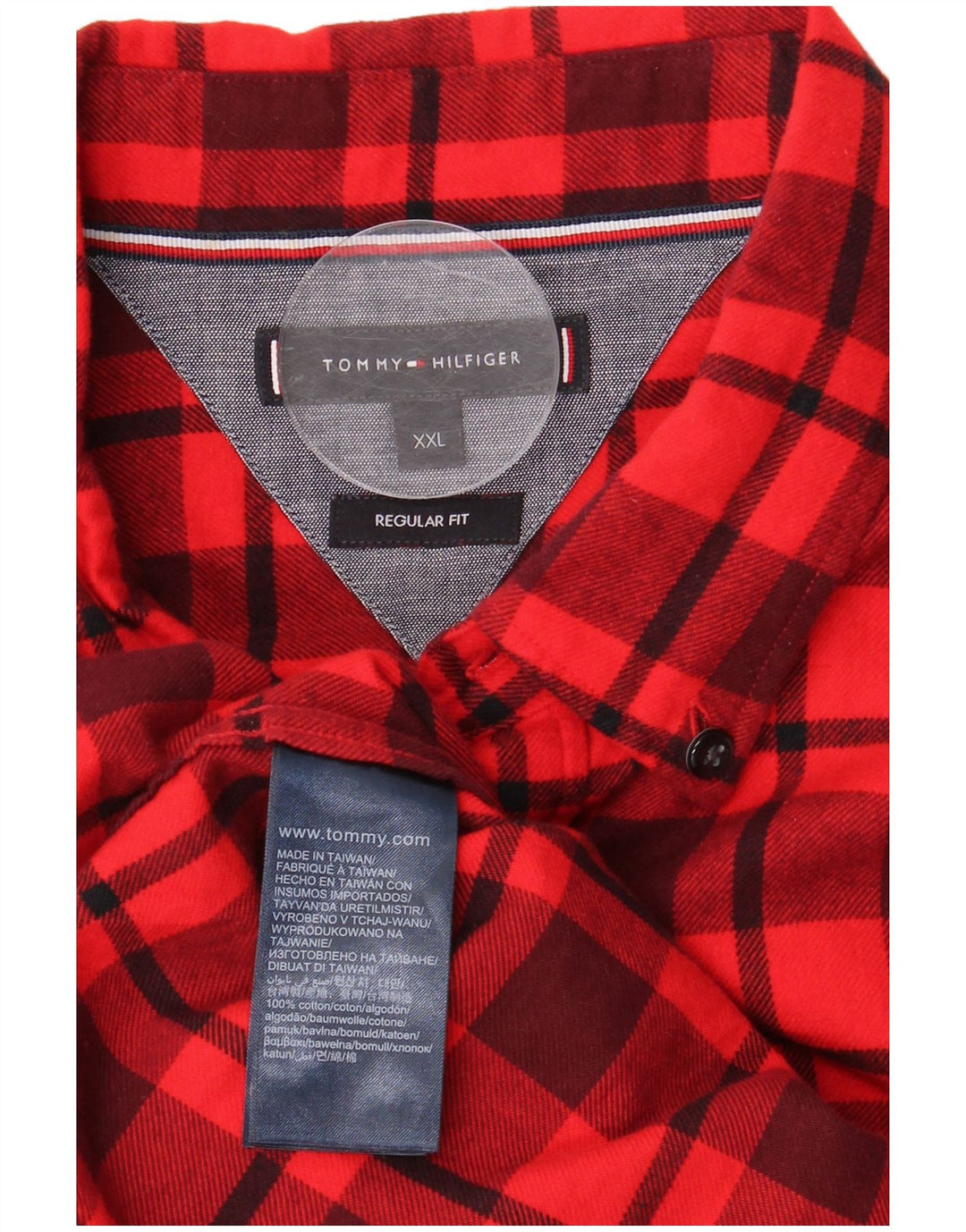 TOMMY HILFIGER Muška flanelska košulja standardnog kroja 2XL, crveni karirani pamuk