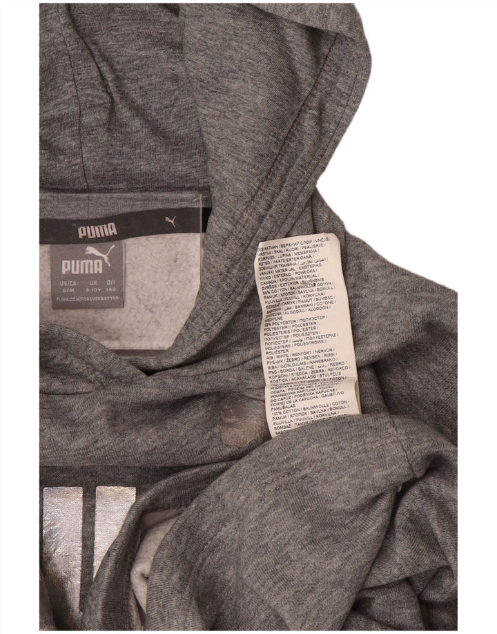 PUMA Girls Crop Graphic majica s kapuljačom 9-10 godina, sivi pamuk