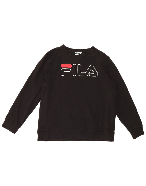 Fila ženski džemper s grafičkim motivima UK 14 veliki crni pamuk