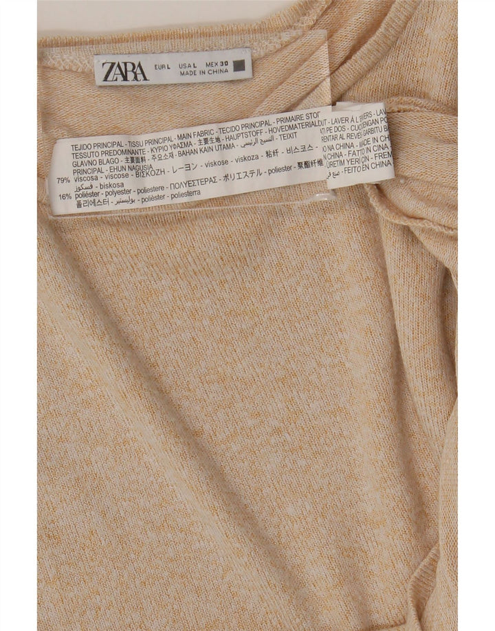 Zara ženski gornji dio bluze UK 14 Large Beige Viskoza